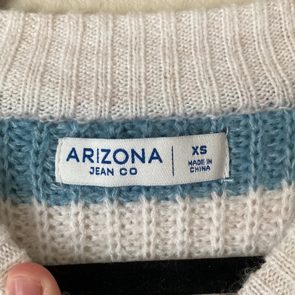NWT Arizona jean blue and white striped sweater. - Picture 2 of 4